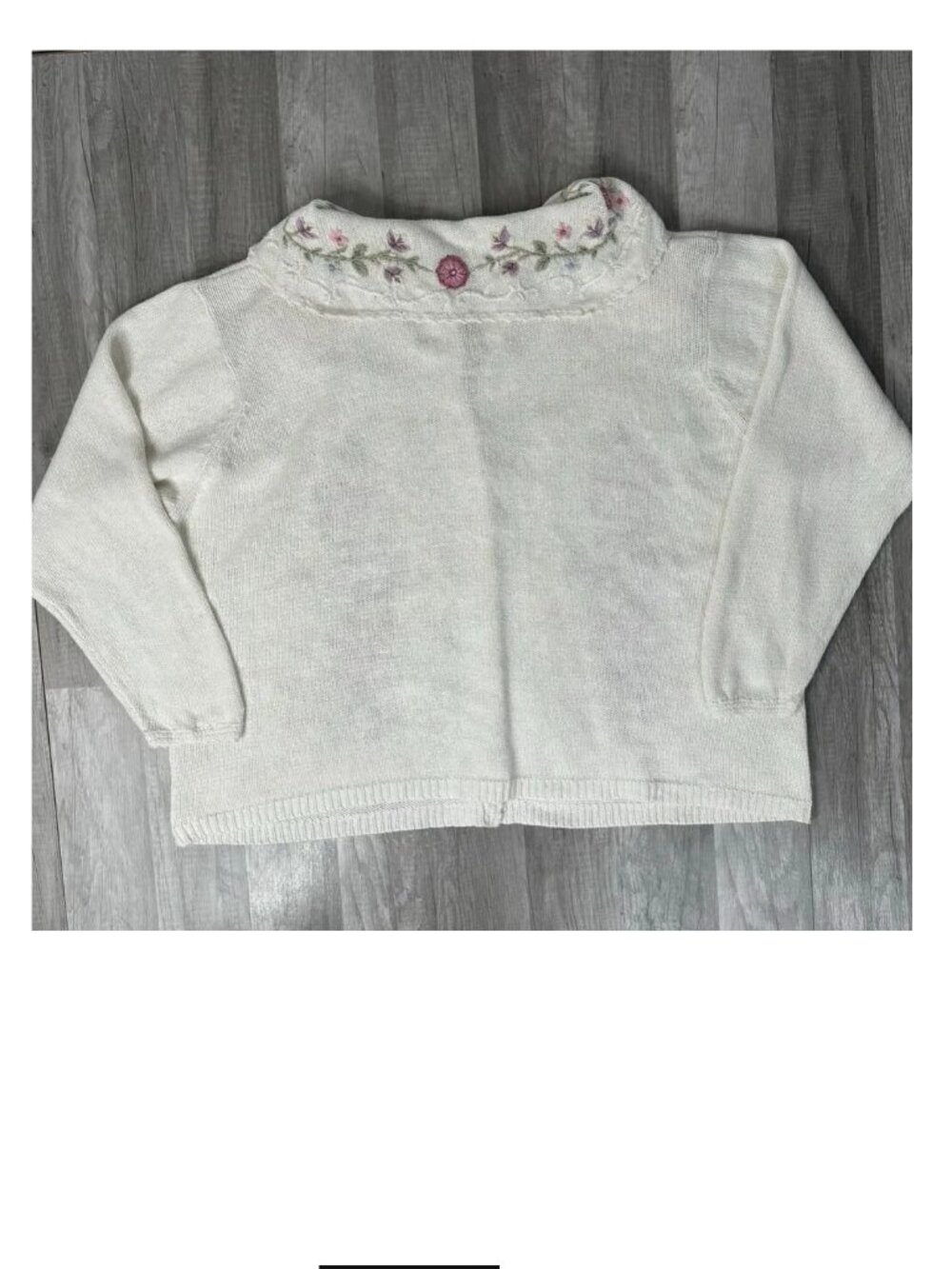 VINT Cottagecore Coquette Floral Embroidered White Cardigan Sweater Plus Size - Picture 3 of 5